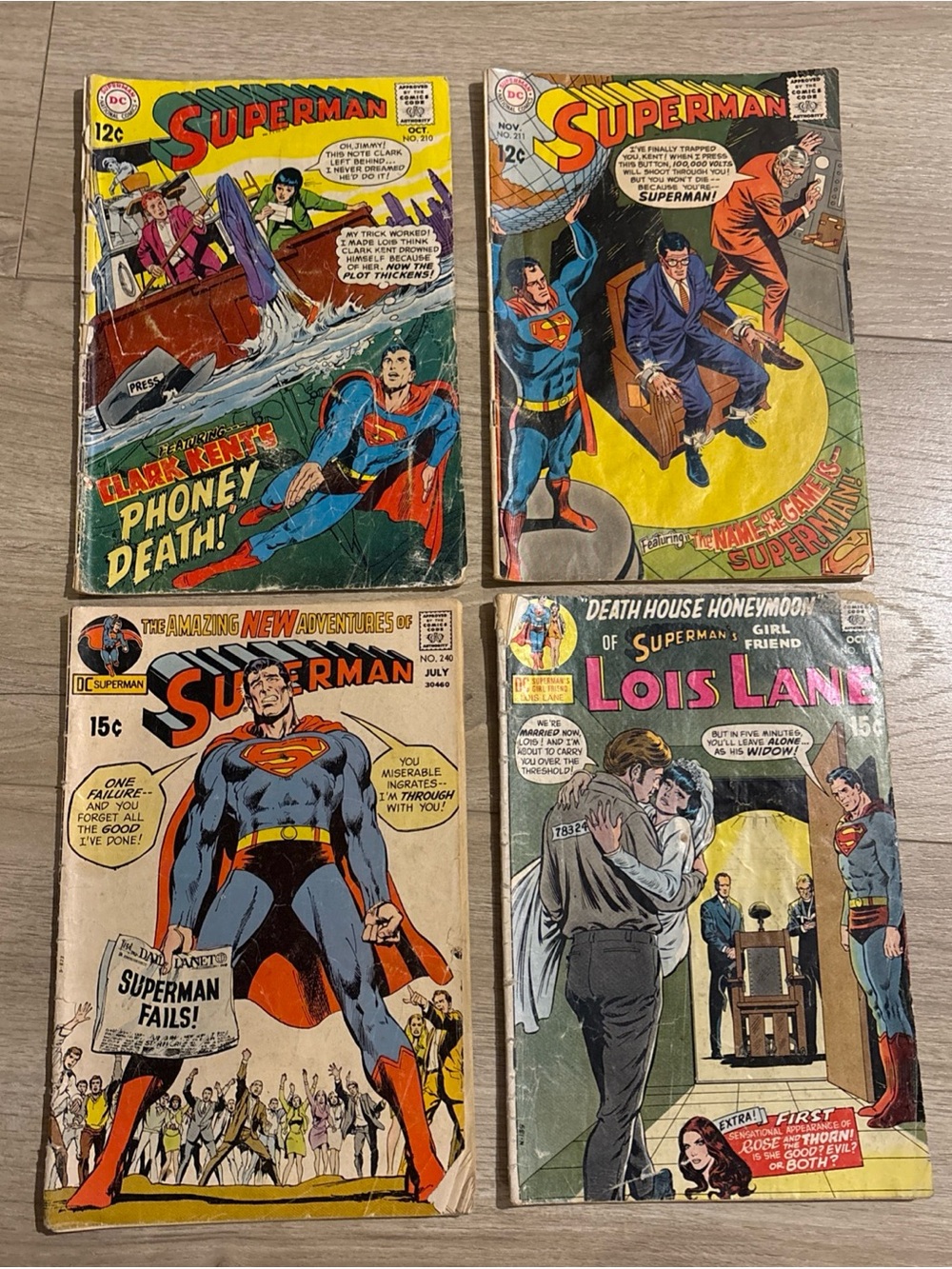 Superman #210 #211 #240 DC Pub 1968-1971 + Lois Lane 1970 #105 Neal Adams cover